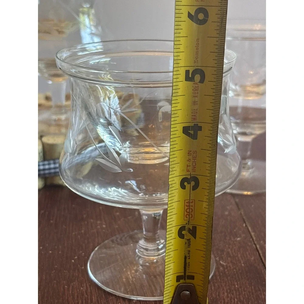 Vintage‎ Etched Glass Shrimp Cocktail Servers Set of 4 Chiller Bowls with Liners